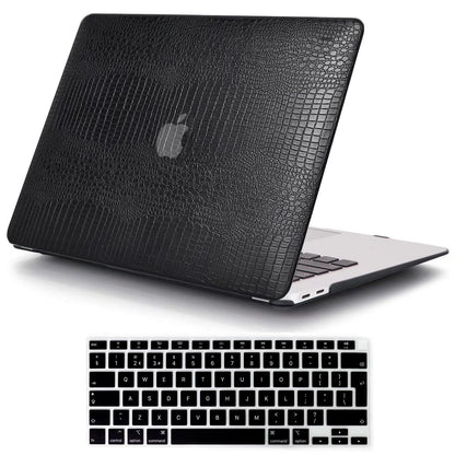 MOKASE Compatible with MacBook Air 13 inch Case 2021 2020 M1 A2337 A2179 A1932 with Touch ID, Hard Shell Leather Case & Keyboard Cover for New Air 13 inch with Touch ID 2018-2021, Black Leather