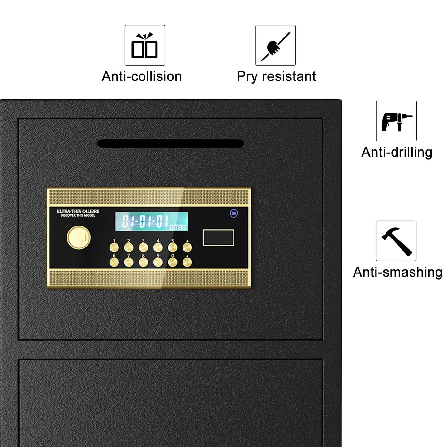 GOWE Large Double-Door Coin-Operated Safe,Digital Security Safe with Fireproof and Waterproof Bag,6.5 Cubic Feet Safe Box with Hidden Code Function for Home,Office and Hotel