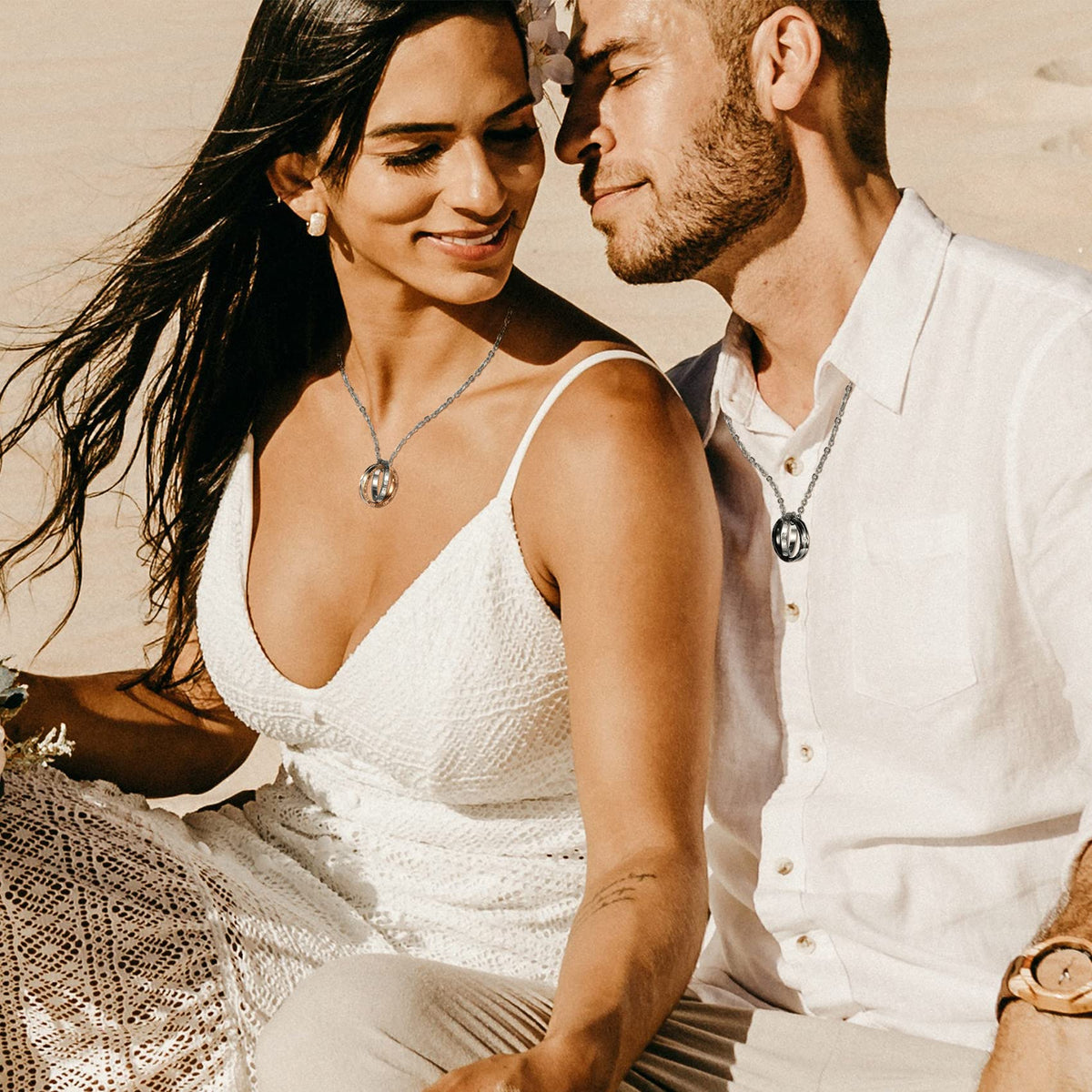 Feraco His Hers Matching Set Necklace For Couples, Titanium Stainless Steel Promise Love Pendant Necklaces, Jewelry Gifts for Girlfriend Boyfriend