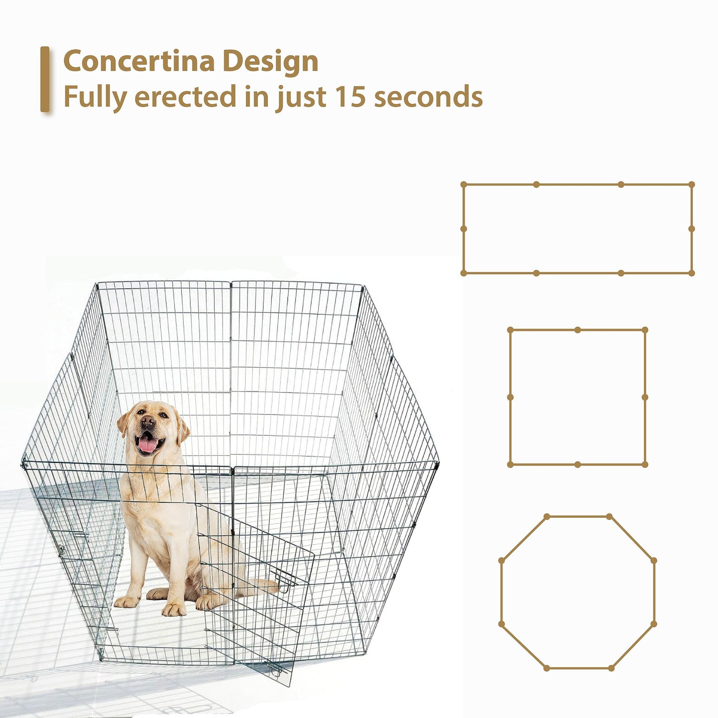 Ellie-Bo Easy-Up 8 Piece Foldable Portable Dog Puppy Play Pen with Door for Indoor/Outdoor Use 76cm High, Rabbit, Cat, Guinea Pigs