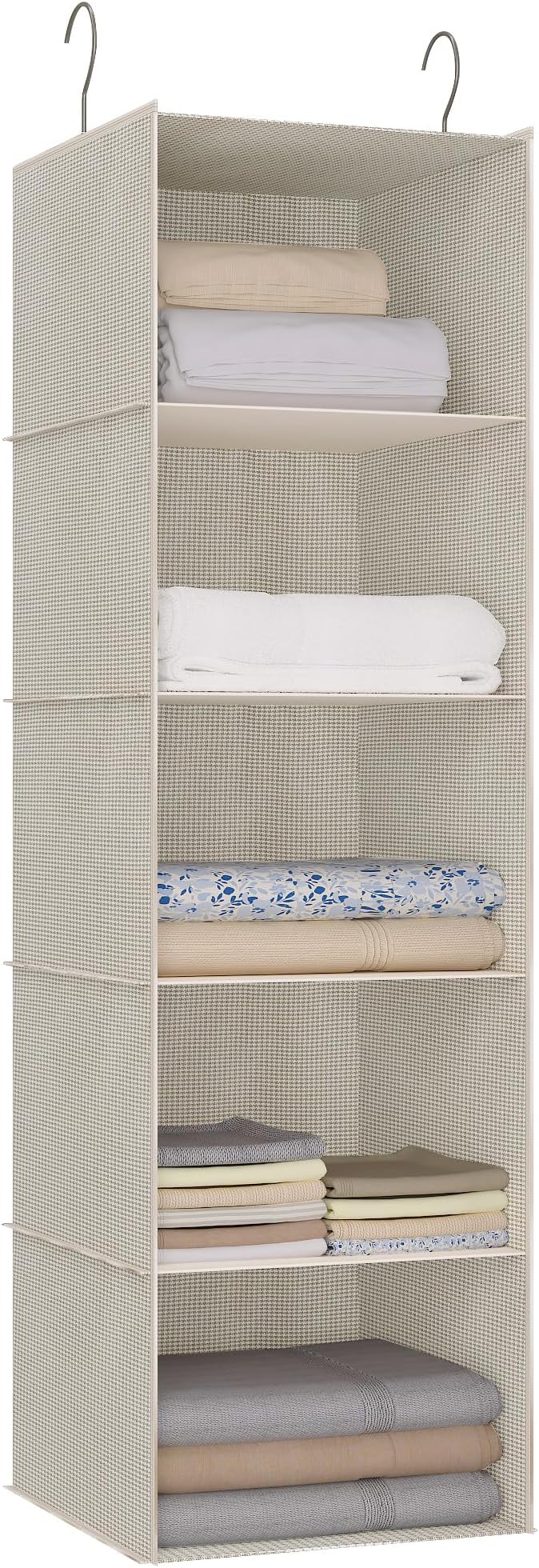 Hanging Closet Organizer, Easy Mount Foldable 5-Shelf Hanging Closet Wardrobe