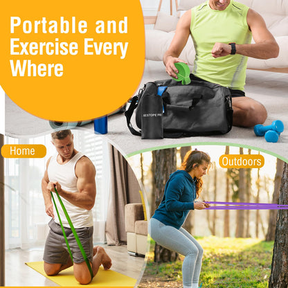 Resistance Band Pull Up Assist Band Set - 4 Thick and Heavy Different Resistance Workout Exercise Band with Door Anchor, Stretch Training Fitness Band for Unisex, Ideal for Home, Yoga, Powerlifting