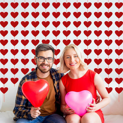 40PCS Valentines Day Decor, Red Heart Banner with Felt Hearts, Hanging Valentines Day Decoration Indoor Outdoor Valentine's Day Party Banner for Wall Fireplace Office Home Decor