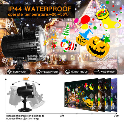 Segotendy Halloween Projector Lights Outdoor, Year Round 10 Theme 16 Slides, Waterproof Christmas Projector Lights with Remote Control Timer for Valentine Easter Birthday Party Halloween Decorations