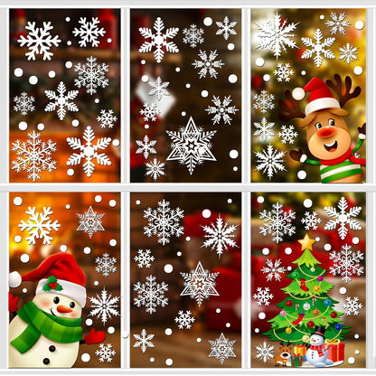 449PCS+ Christmas White Snowflakes Window Clings Decal Stickers Ornaments for Winter New Year Xmas Party Supplies Frozen Wonderland Decorations (10 Sheets)