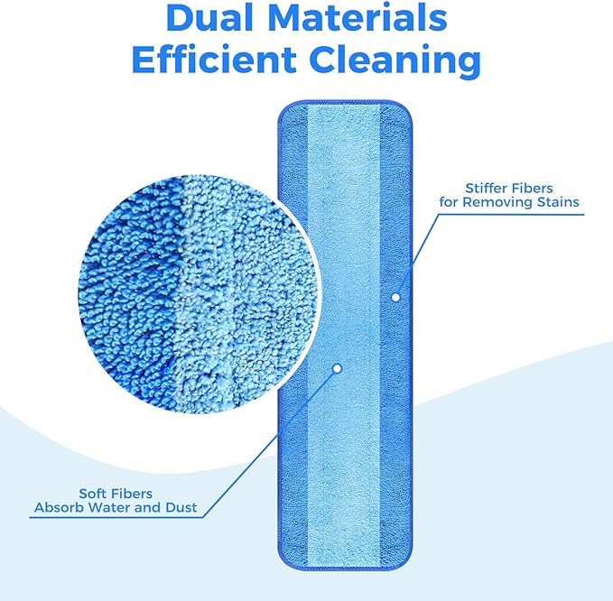 8-Pack Microfiber Cleaning Pads, 18-Inch Microfiber Mop Pads Compatible