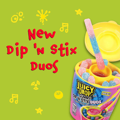 Juicy Drop Gummy Dip 'N Stix - 8 Ct Sweet Gummy Candy & Sour Candy Variety Pack - Assorted Bulk Candy Sticks for Kids Party Favors, Goodie Bag Stuffers & Sweet Treats For Kids