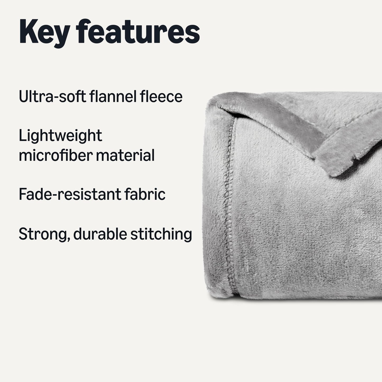 Amazon Basics Soft Fleece Throw Blanket, Ultra-Soft Flannel Fleece Microfiber, Warm Cozy for Couch Sofa Bedroom, Fade-Resistant, 50 x 60 Inches, Gray
