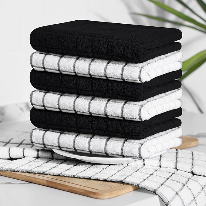 Homaxy Premium Cotton Kitchen Towels 16"x 28", Large Natural Ring Spun 390 GSM