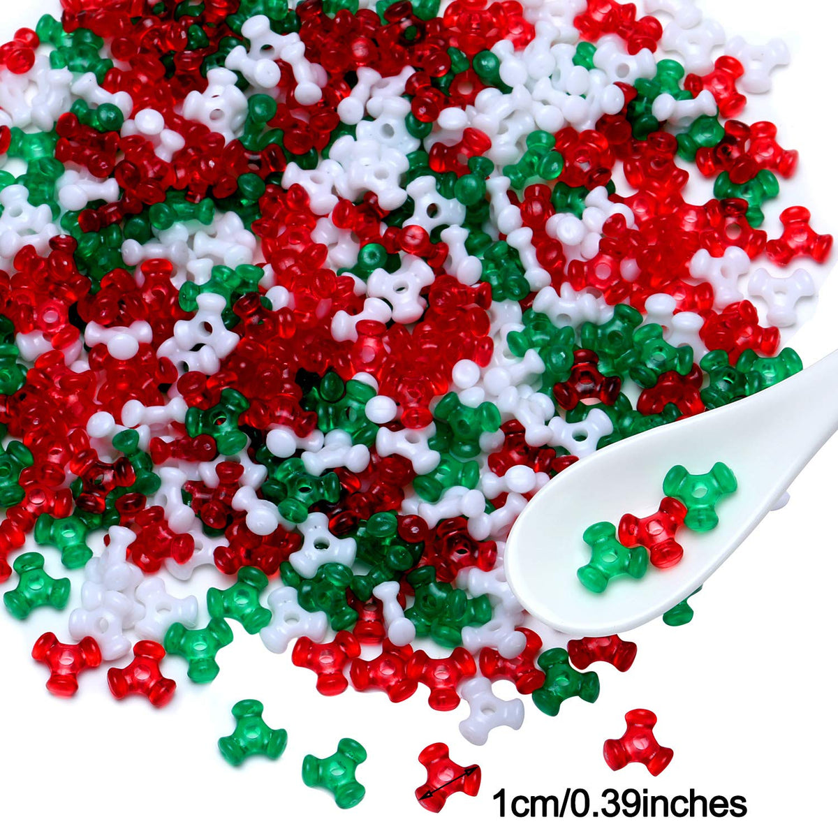 Christmas Tri Beads, Holiday Beaded Ornaments Candy Cane Ornament Craft Kit, Including 0.38 Inch Plastic Tri Beads and Beading Wirefor Christmas Tree Decoration(1600)