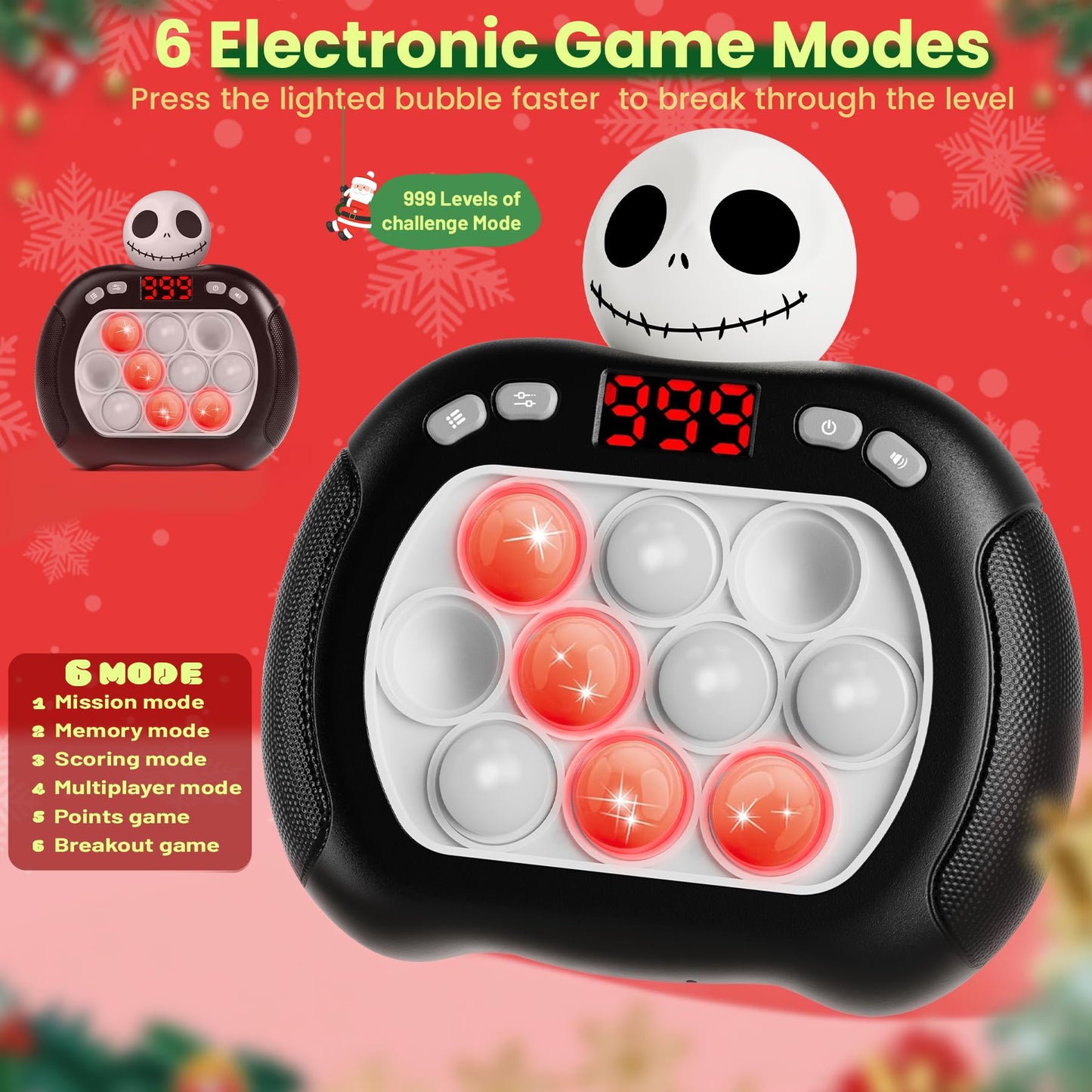 Halloween Pop Fidget Toy for Kids Adults,Nightmare Fast Push Game Fidget Console Toys,Handheld Light Up Sensory Toy for Boys Grils Teens Age 3-12,Halloween Trick or Treat Gifts Boo Basket Stuffers