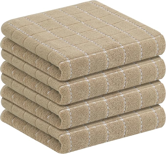 Homaxy 100% Cotton Terry Kitchen Towels, Checkered Designed, Soft and Super