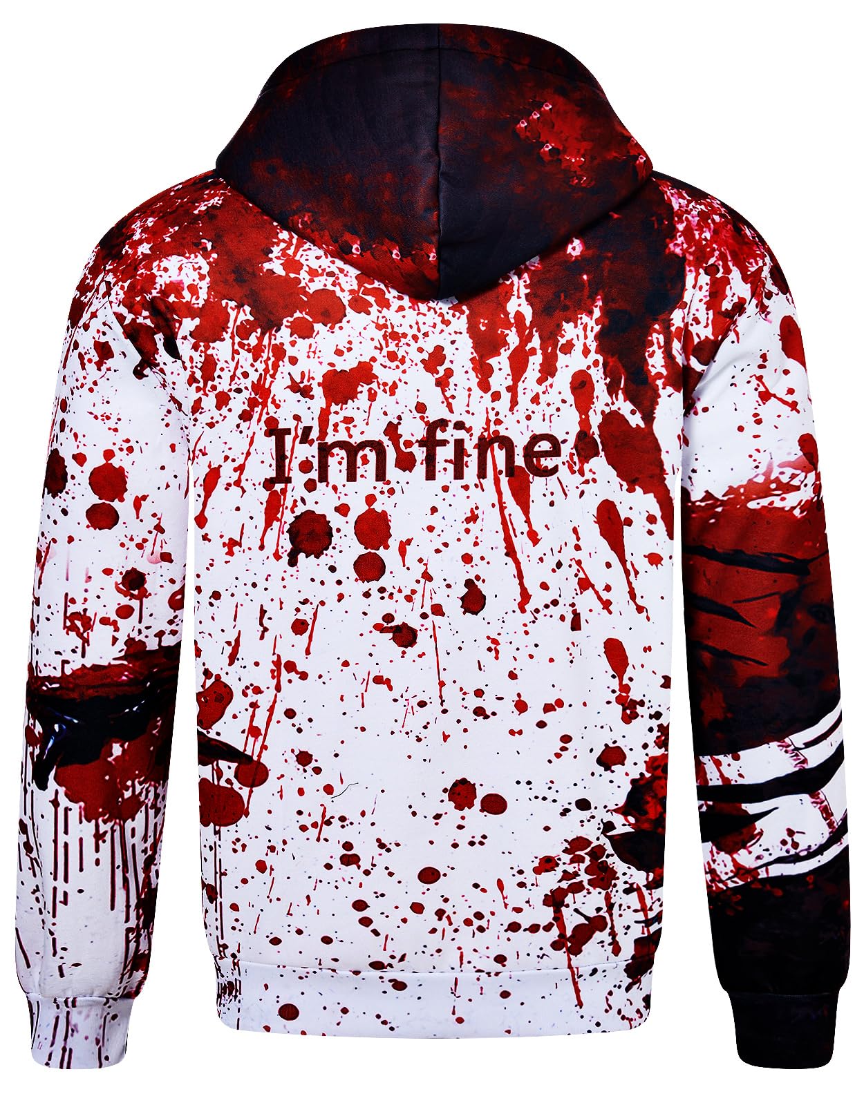 RAISEVERN Hoodies for Men Halloween I'm Fine Fleece Graphics Sweatshirts Pullover Blood Stains Novelty Hoody Cool Funny Hooded with Pocket