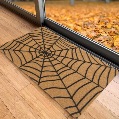 UTOWO Spider-Web Doormat for Halloween Outdoor Entry Decor Synthetic-Coir Frontdoor-Mats Non-Slip Porch/Farm/Garden Acc 17X29in