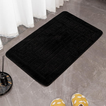 EDS Luxury 2 Piece Greek Bath Mat Set Non Slip Ultra Soft Bathroom Mats Water Absorbent Bath Mats Machine Washable Rug Toilet Mat for Bathroom Floor (Black)