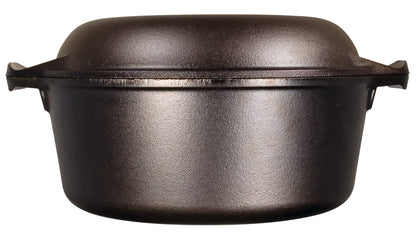 Lodge L8DD3 4.73 litre / 5 quart Pre-Seasoned Cast Iron Double Dutch Oven (with Loop Handles), Black