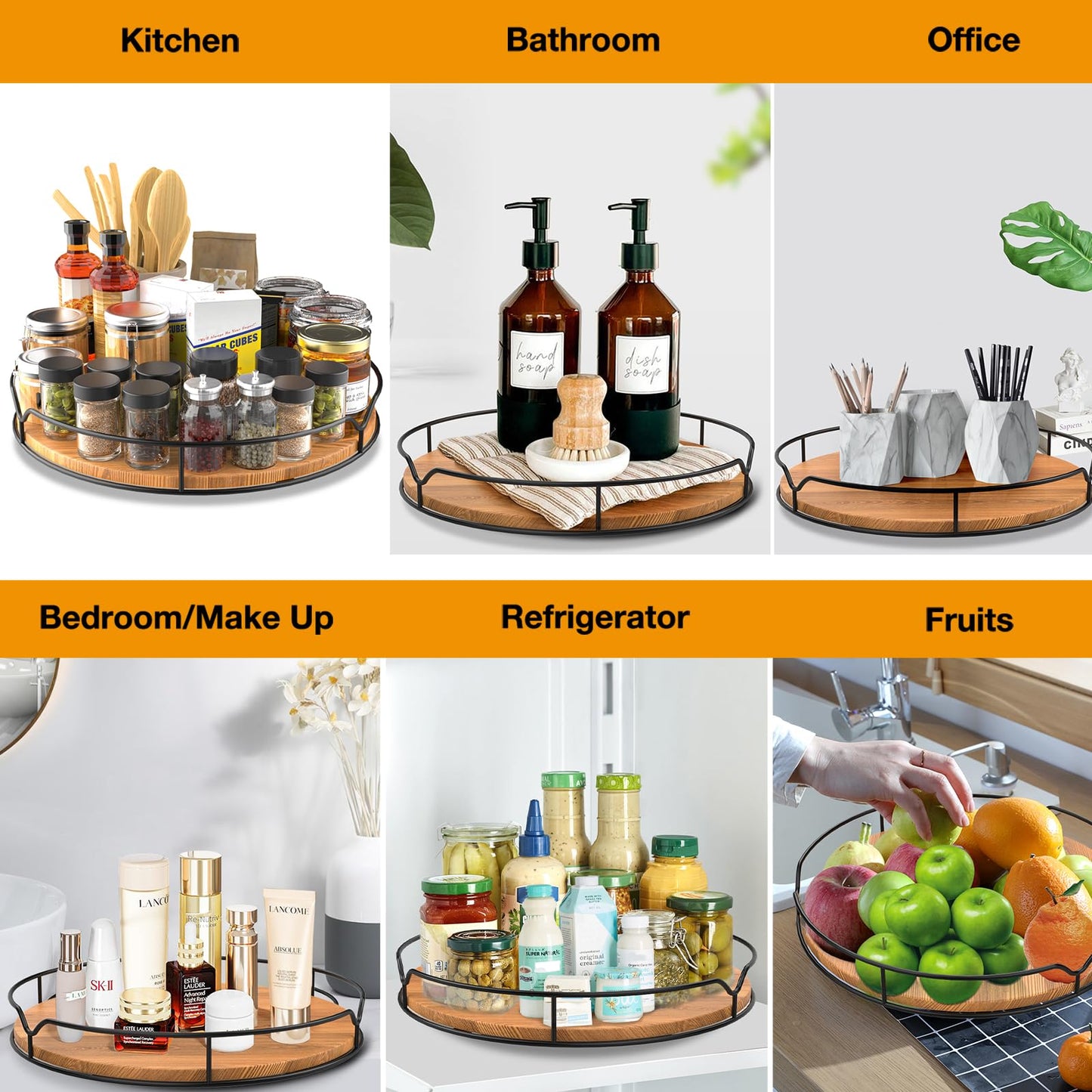 Lazy Susan Turntable Organizer for Cabinet Pantry Kitchen Countertop Computer Cupboard, 14 inch