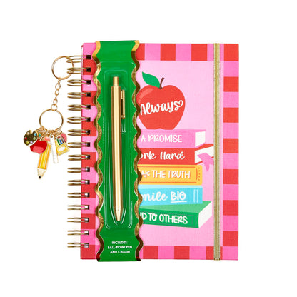 VOTUM Teacher Appreciation Gift Notebook Set with Pen & Charm, Spiral Journal for Educators, End of Year Thank You Present from Students, Back to School Supplies for Classroom, Gifts for Women Teachers