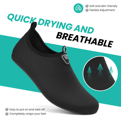 sportvibe Water Shoes Beach Shoes Lightweight Barefoot Aqua Quick Dry Breathable Swim for Women Men Surfing Running Driving Pool Yoga (Black,9 UK/43 EU)