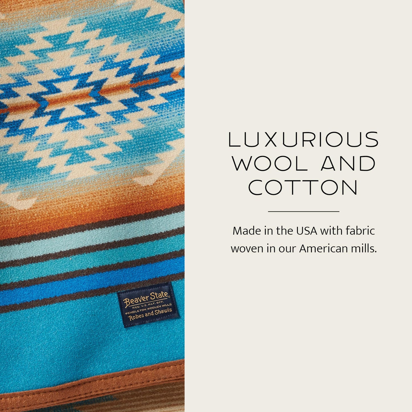 Pendleton Jacquard Unnapped Blanket 64" x 80" - Wool Cotton, Reversible, Lightweight, Soft, Ultrasuede Binding, Packable Throw for Home and Travel - Fire Legend Sunset