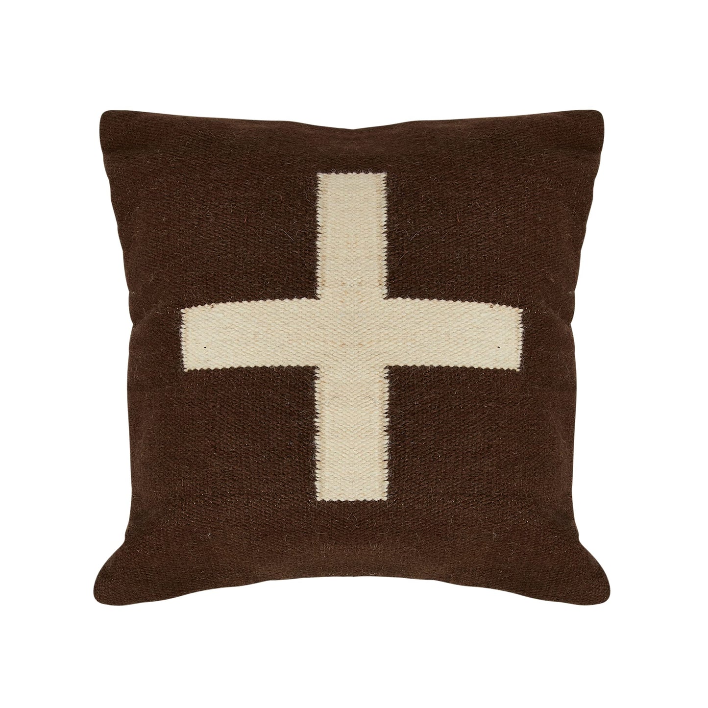 Creative Co-Op Swiss Cross Cotton Wool Throw Natural Pillow, std, Cream and Black
