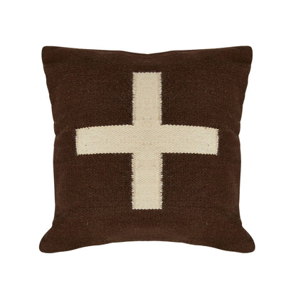 Creative Co-Op Swiss Cross Cotton Wool Throw Natural Pillow, std, Cream and Black