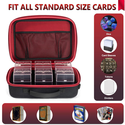 NIFUYOP Trading Card Storage Box with Carrying Case, 6 Clear Commander Deck Box Hold 540+ Double Sleeved Cards, Travel Card Organizer with 12 Dividers for MTG, TCG, YuGiOh, Sports, Magic Cards