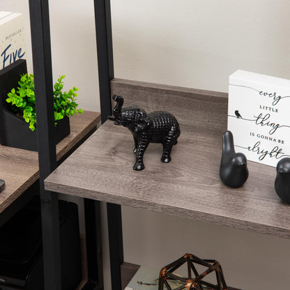 Mind Reader Lucky Wealth Elephant Figurine, Symbol of Fortune, Wealth, and Happiness, Decorative Sculpture, Cast Aluminum, Black