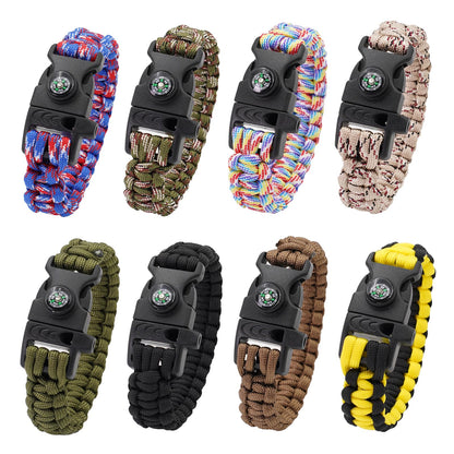 RLXMARTD 8 Pack Emergency Survival Bracelet with Whistle and Compass,Survival Kit,Wildness Emergency Survival Kit for Camping,Outdoor Travel, Hiking