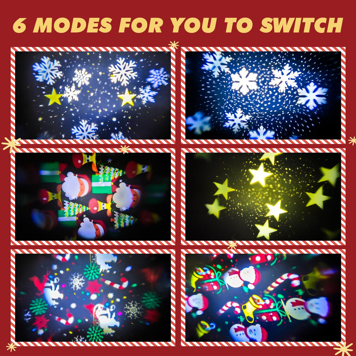 Infinity Mirror Tree Topper, Christmas Tree Topper Lighted Star with 6 Projection Modes, Dual-Side 3D Sparkling Star Treetop, UL Certified Xmas Treetop for Holiday Christmas Tree Decor (Warm White)