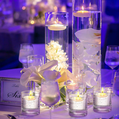 Nuanchu 30 Pcs 1.5'' Unscented Floating Candles Bulk for Centerpieces Votive Floating Cylinder Vases Candles for Wedding Party Anniversary Decoration(White)