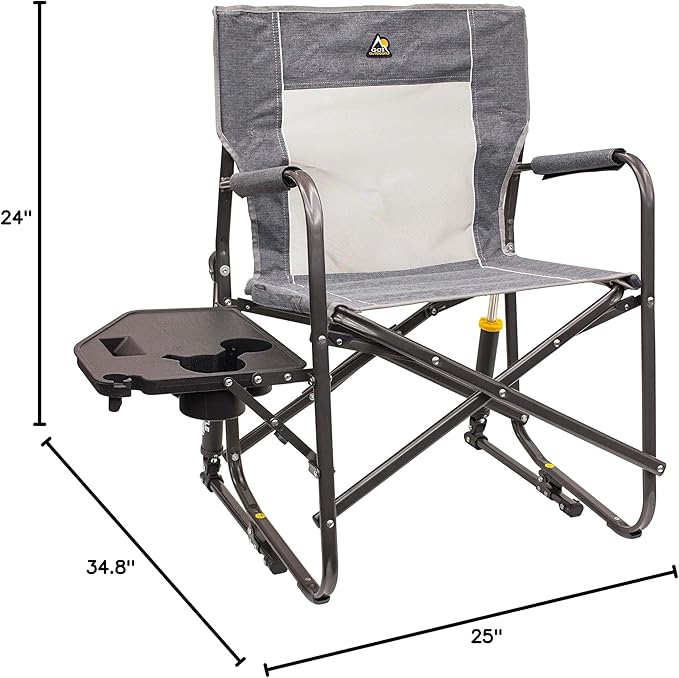 GCI Outdoor Freestyle Rocker Portable Folding Rocking Chair, Outdoor Camping Chair with Side Table