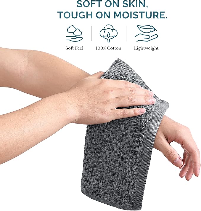 Casa Platino Wash Cloths Pack of 6-100% Cotton Washcloths