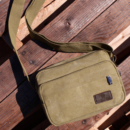 GEARONIC TM Men Vintage Crossbody Canvas Messenger Shoulder Bag School Hiking Military Travel Satchel