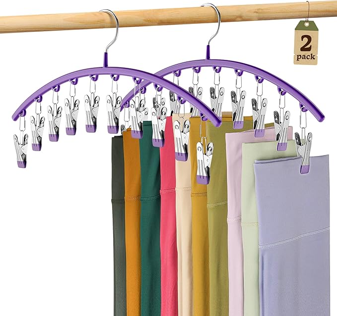 Legging Organizer for Closet, Metal Yoga Pants Hanger w/Rubber Coated 2 Pack