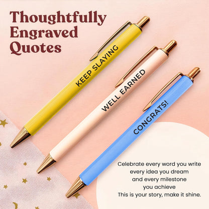 MESMOS 3pcs High End Luxury Congratulations Gifts for Women, Job Promotion Gifts for Women, Thank You Gift for Teacher, Employees, Coworkers, Mentors & Managers German-Ink & 1mm Swiss-Tip Luxury Pen.