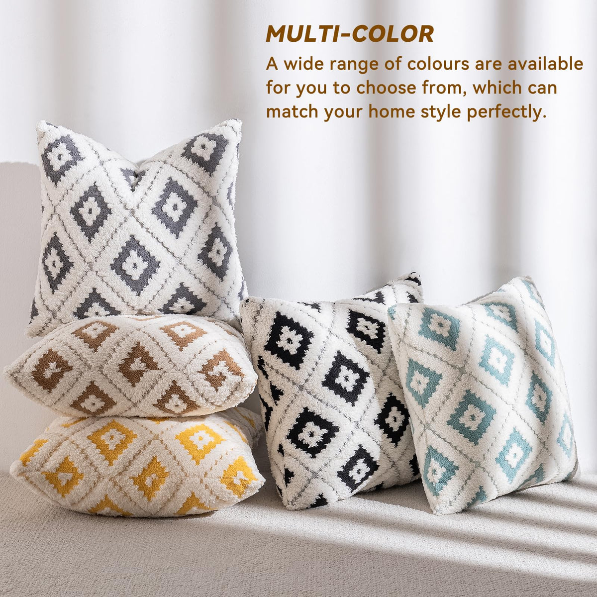 AmHoo Pack of 2 Decorative Throw Pillow Covers Rhomboid Luxury Super Soft Plush Set Case Cushion for Couch Sofa Bedroom 18 x 18-Inch Steel Grey