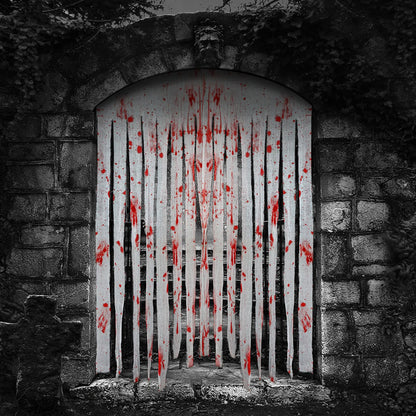 2 Pack Creepy Cloth Door Curtains with Bloody Hand Prints - Scary Halloween Decorations for Indoor & Haunted Houses