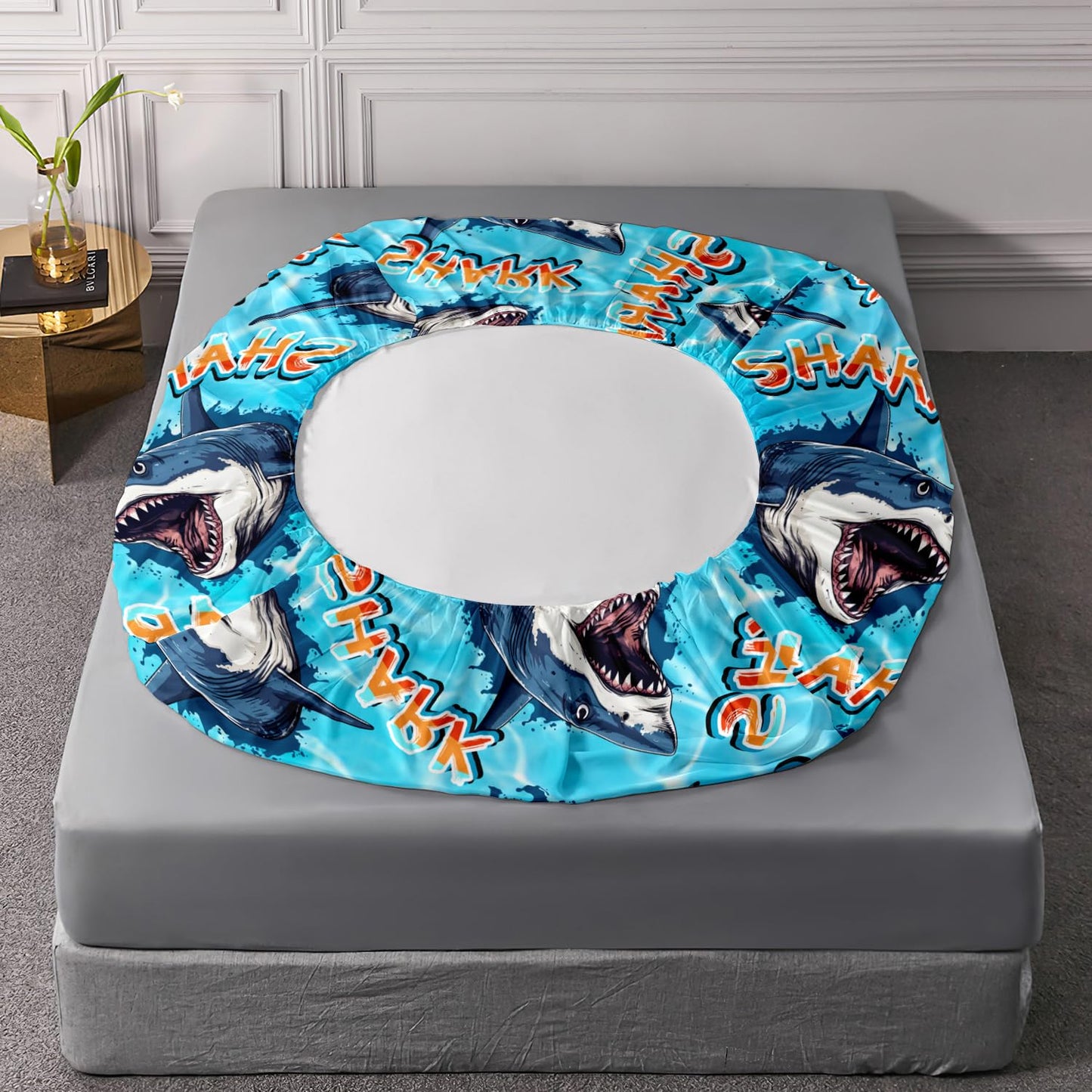 HOSIMA Shark Fitted Sheet Set Twin Size,3D Shark Pattern Ocean Theme Twin Bedding Set for Kids Boys,Sea Animal Collection Deep Pocket for Ocean Bedroom Decor,1 Fitted Sheet+2 Pillowcases.