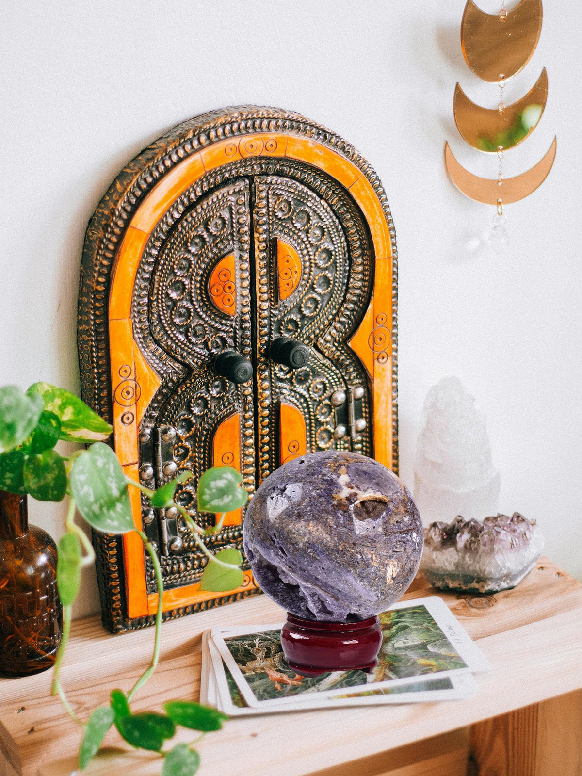 AMOYSTONE Purple Sphalerite Ball 2.4-2.8" Natural Crystal Sphere for Wiccan Rituals, Energy Channeling