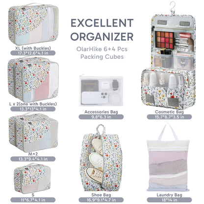 10 Set Packing Cubes for Travel, Gifts for Women Mom,Anti-Tearing Suitcase Organizer,OlarHike Vacation Essentials & Accessories for Cruise Ship