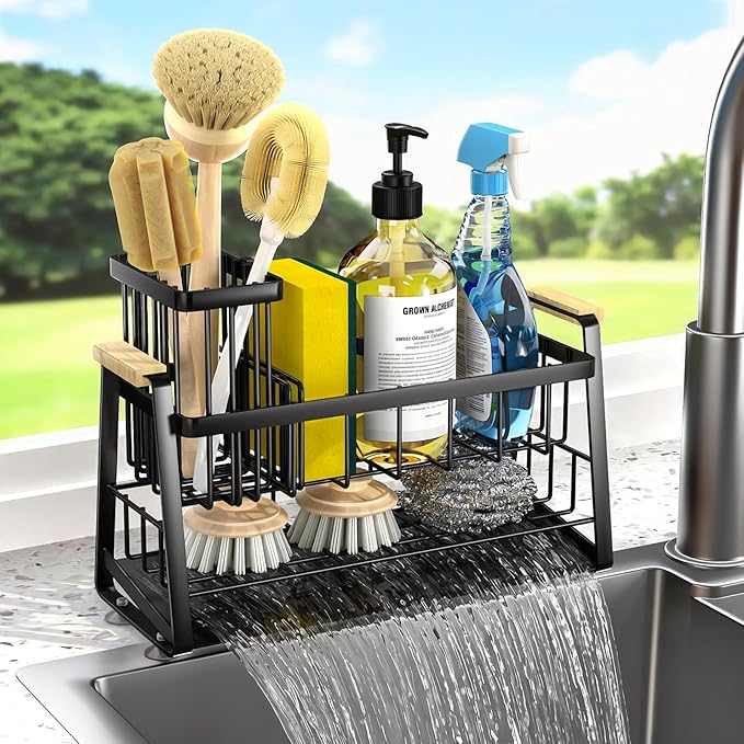 Housolution Sponge Holder for Kitchen Sink, 2-Tier Sink Caddy Organizer