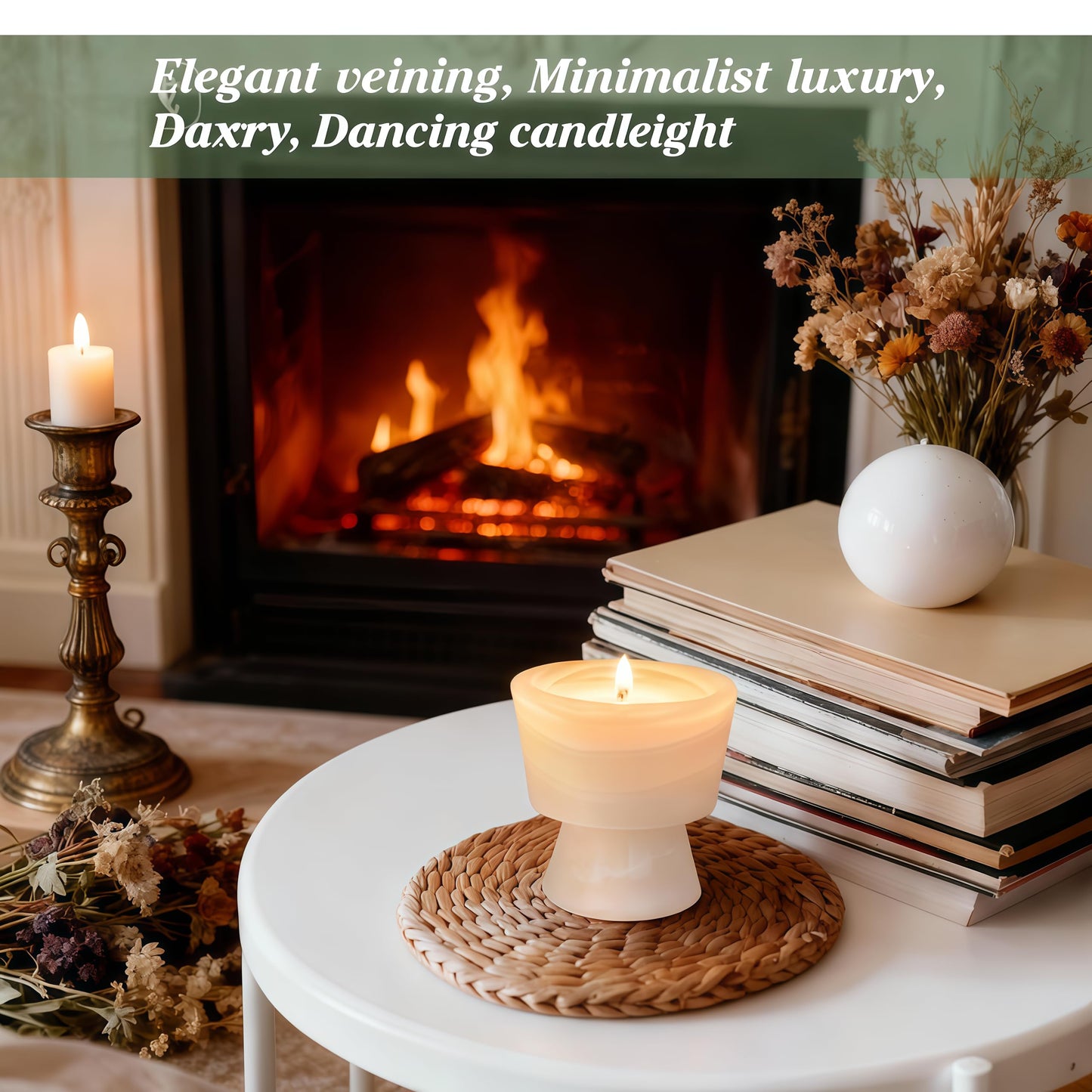 Translucent Stone Candle | Hanndcrafted Marble Container |Warm Glow Home Decor |1 Set | Soy Wax | Non-Toxic | Reusable Keepsake Container | Story of Stone |Unique Gift