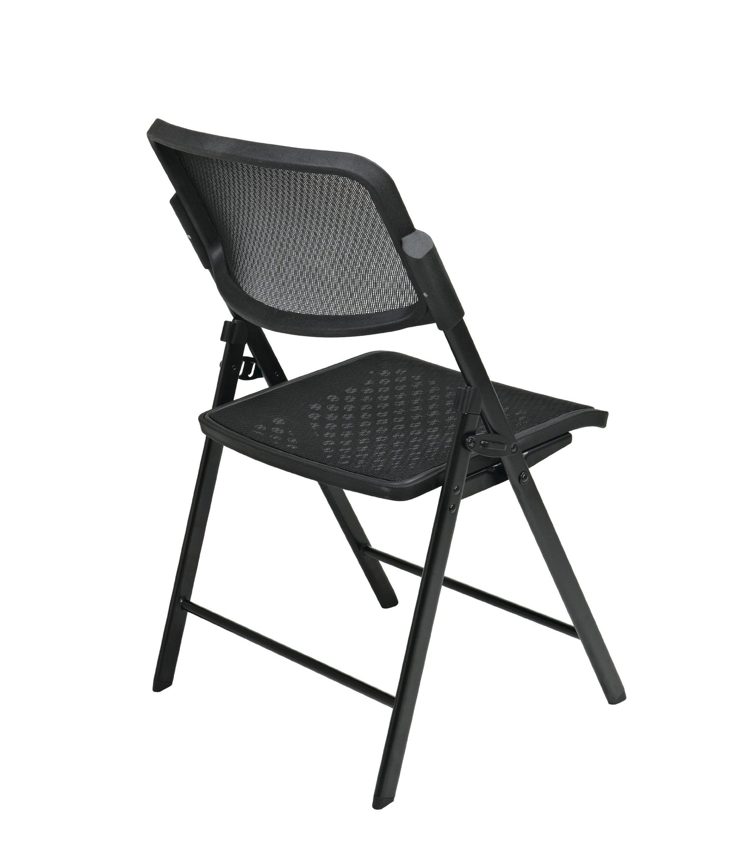 Office Star Deluxe Breathable ProGrid Seat and Back Folding Chair 2-Pack, Black Finish Frame