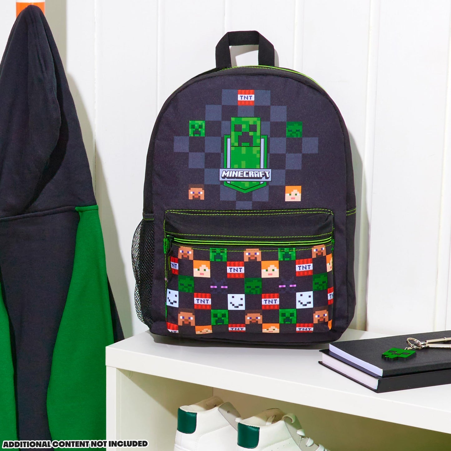 Minecraft Backpack for Kids Teenagers Gaming Rucksack School Bag Creeper Daypack Travel Bag for Days Out PE Sports Gamer Gifts (Black)