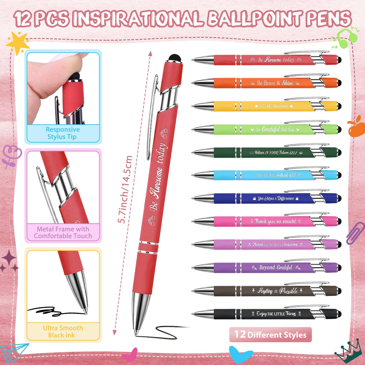 BOBOKA 12 Sets Employee Appreciation Gifts Bulk Motivational Pens Inspirational Notepads, Mini Motivational Notebooks Thank You Gifts for Coworker Teacher Staff Volunteer Nurse Office Supplies
