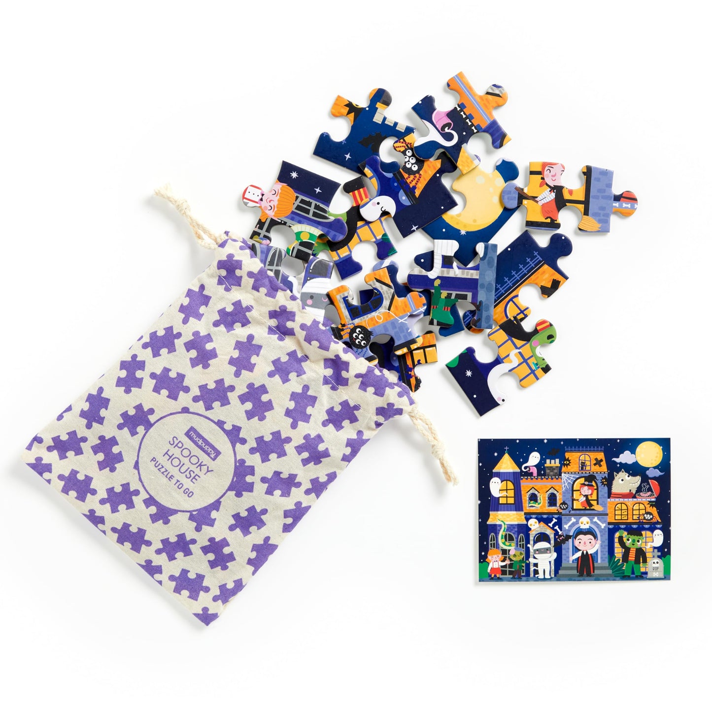 Mudpuppy Spooky House – 36 Piece Jigsaw Puzzle to Go Featuring an Adorable Haunted House with Spooky Friends Perfect for Travel and Boo Baskets
