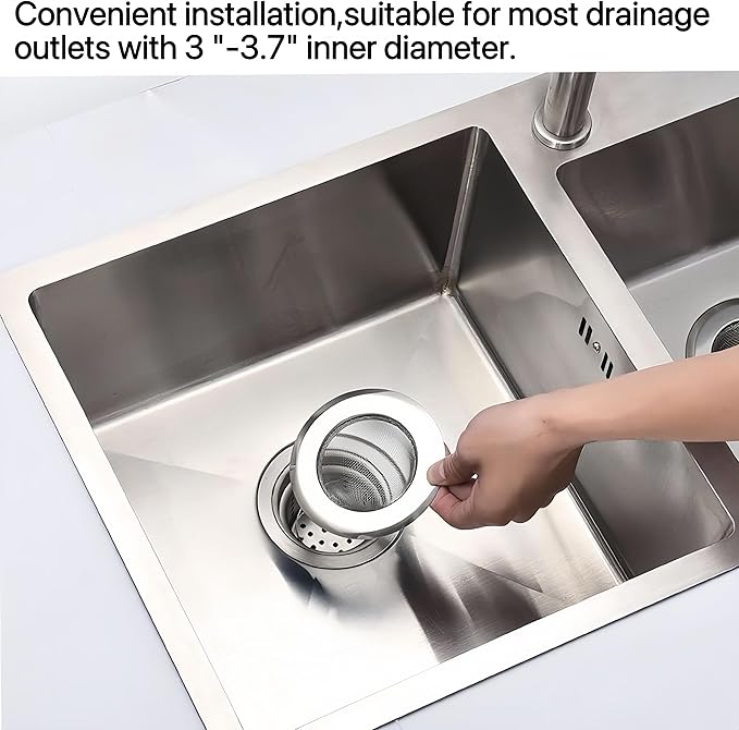 2PCS Kitchen Sink Drain Strainer, Stainless Steel Mesh Sink Strainer, Kitchen