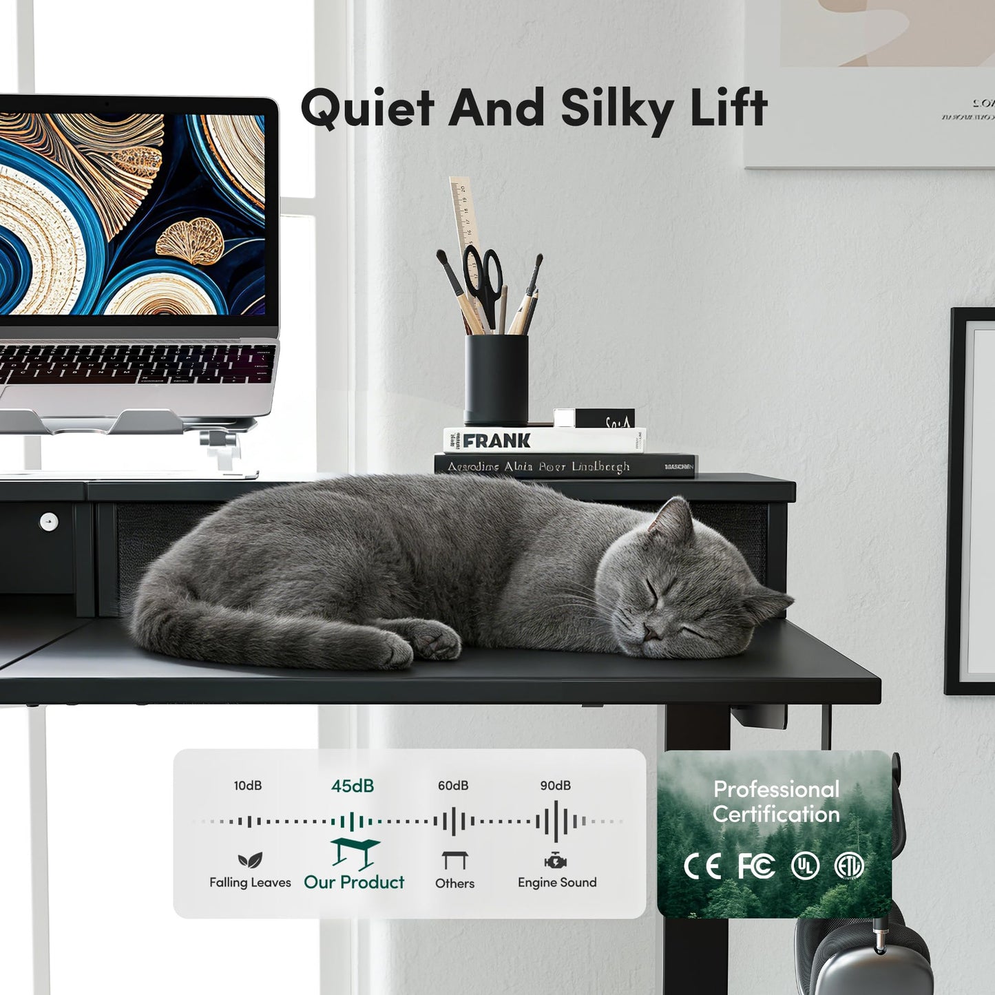 CubiCubi L Shaped Standing Desk with Drawers 63 x 48 Inch Adjustable Height, Electric Corner Desk with Storage, Sit Stand Home Office Desk with Splice Board, Black
