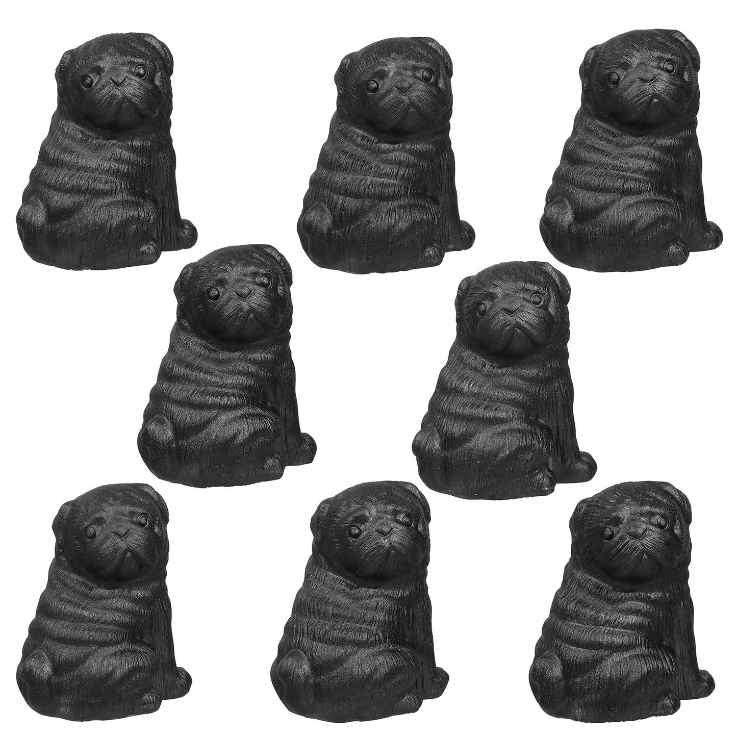 Sportmusies Natural Black Obsidian Stone Pug Dog Figurine Decoration for Home Office, Hand-Carved Crystal Puppy Dog Animal Statue